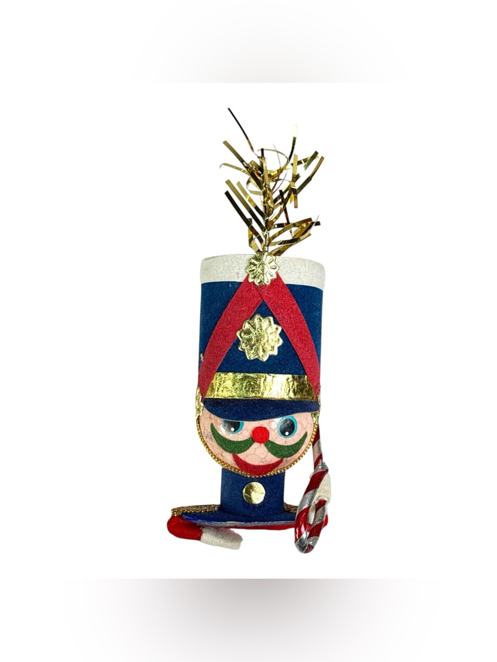 Vintage 1950s Christmas Ornament TOY SOLDIER Head Japan Paper Flocked MCM